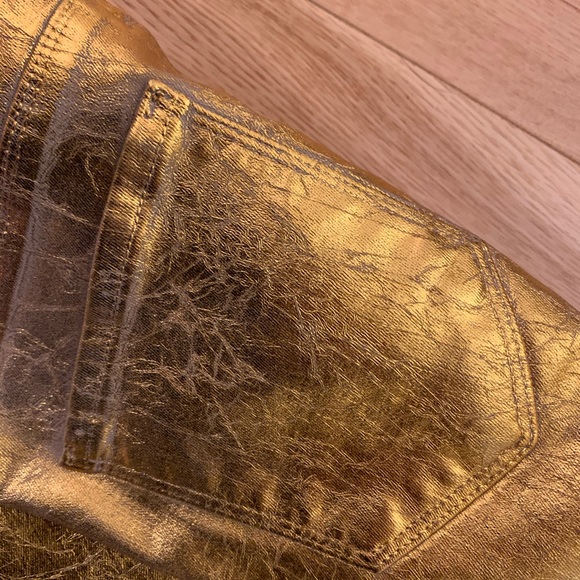 L’AGENCE High Rise Skinny Margot Gold Jeans Coated - Picture 3 of 8